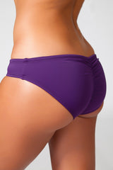 drawstring shirred bikini bottom eggplant purple royal