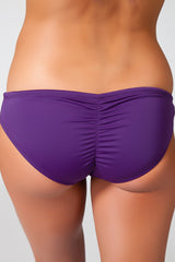 drawstring shirred bikini bottom eggplant purple royal