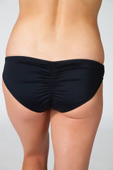 drawstring shirred bikini bottom black 