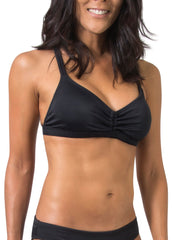 ruched bikini top black swimwear active surf