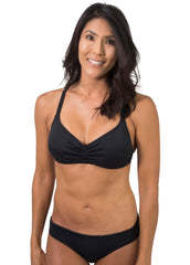 ruched bikini top black swimwear active surf