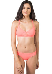 ruched bikini top coral swimwear active surf